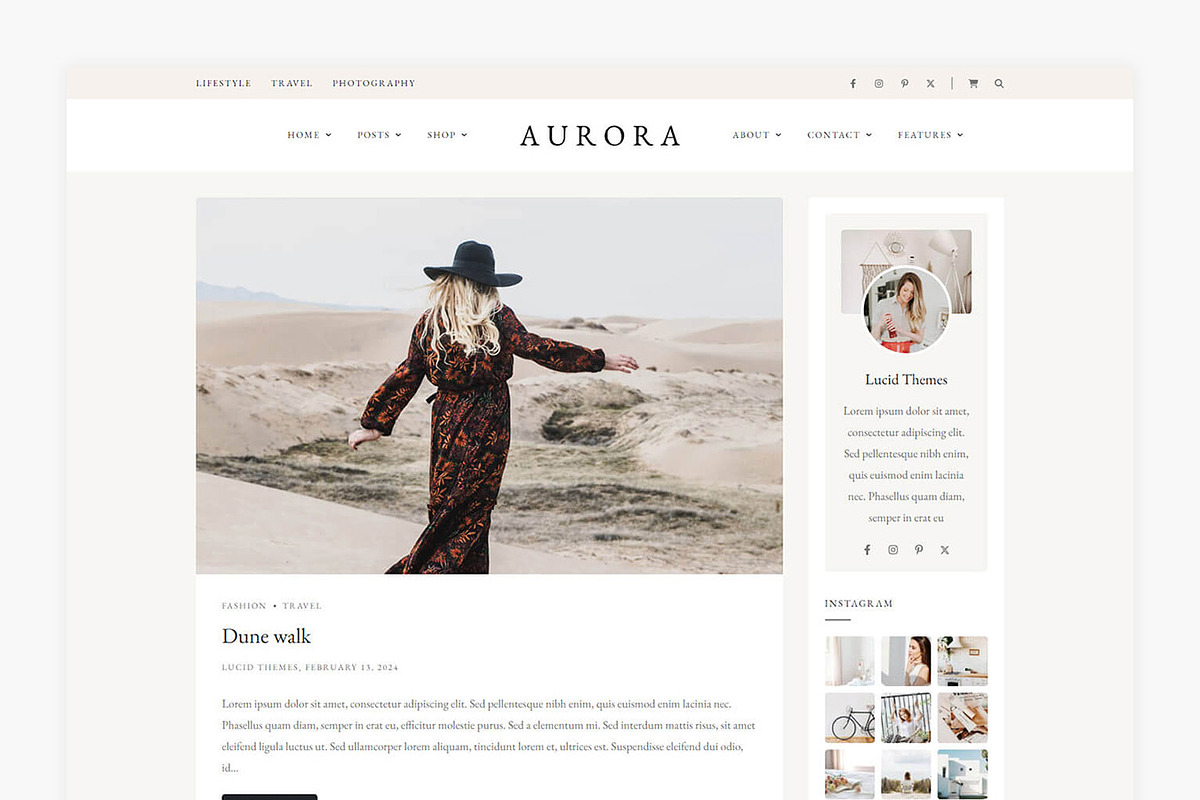Aurora - WordPress Blog & Shop Theme, a WordPress Template by Lucid Themes (Photo 3 of 8)
