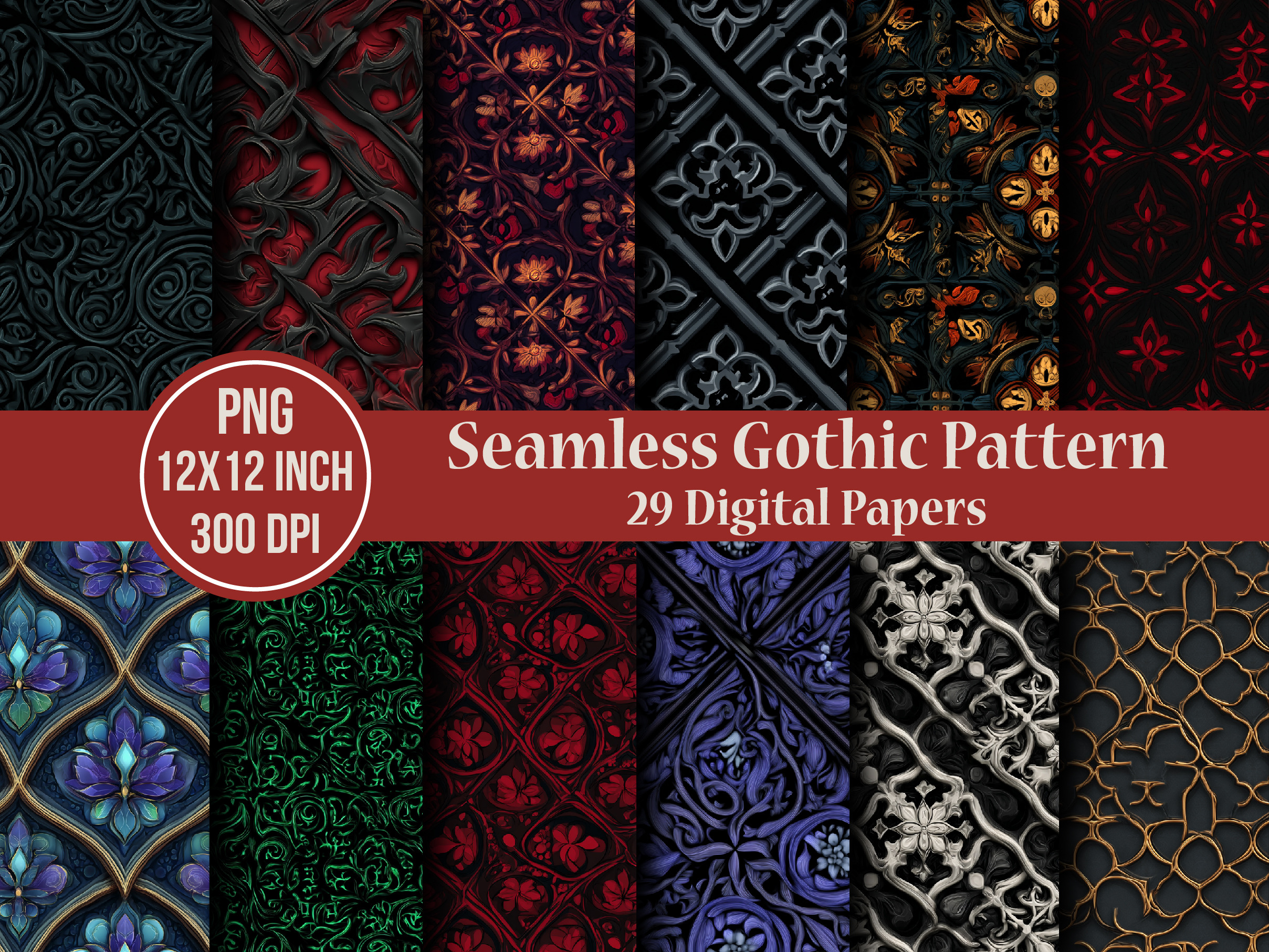Seamless Gothic Pattern, an Illustration by Craft Nest