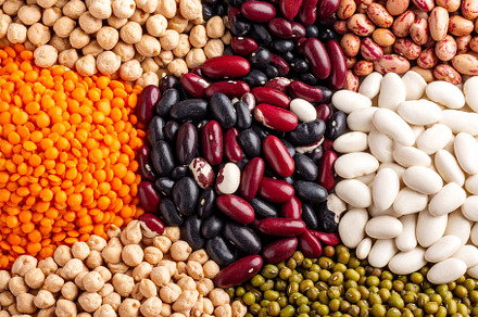 mixed legumes top flat view AI generated