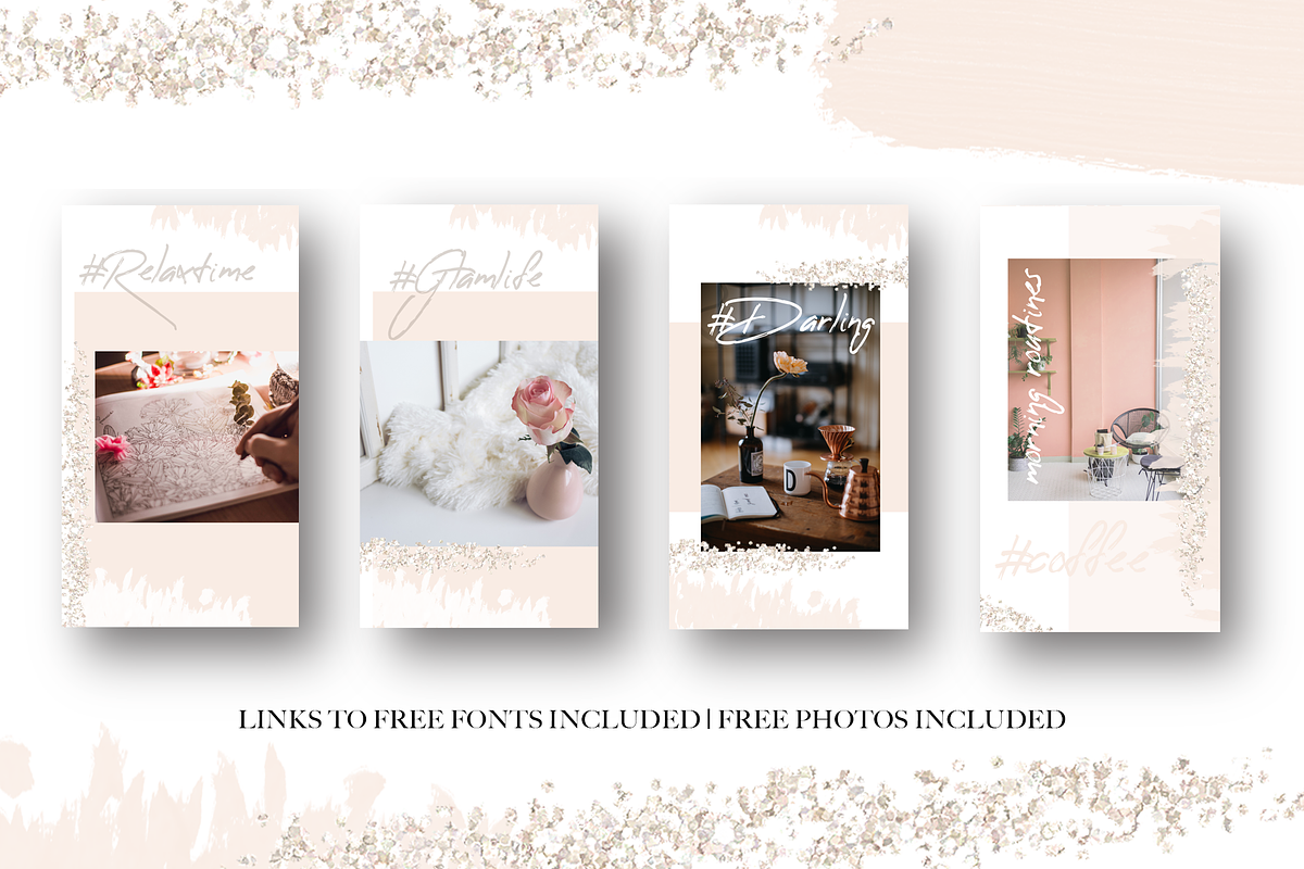 Instagram Stories |WarmPeachGlitter, a Social Media Template by TheLegacyBrandingCo (Photo 3 of 5)