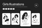 Girl Illustration Art Set, an Outline Icon by Vectors Market (Thumbnail 1 of 9)