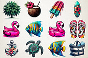 Watercolor Beach Day PNG Clipart Set, an Illustration by RobertsArt (Thumbnail 3 of 5)