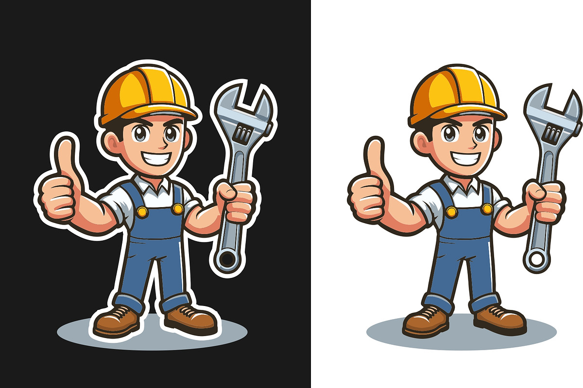 Mechanic Man Holding Huge Wrench, a Person Illustration by ahlilogo (Photo 2 of 3)