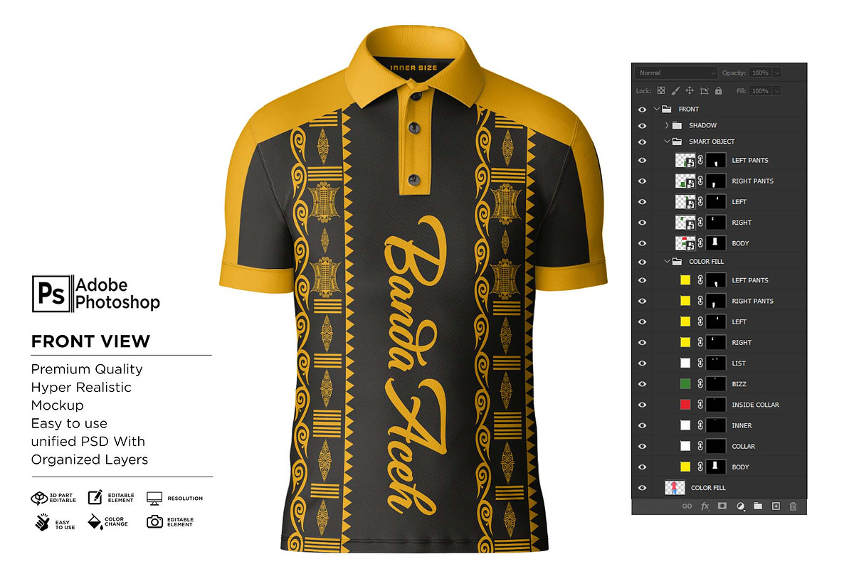 Polo T-Shirt Short Arm Mockup, a Shirt Mockup by Nanggroe Scripting (Photo 6 of 9)