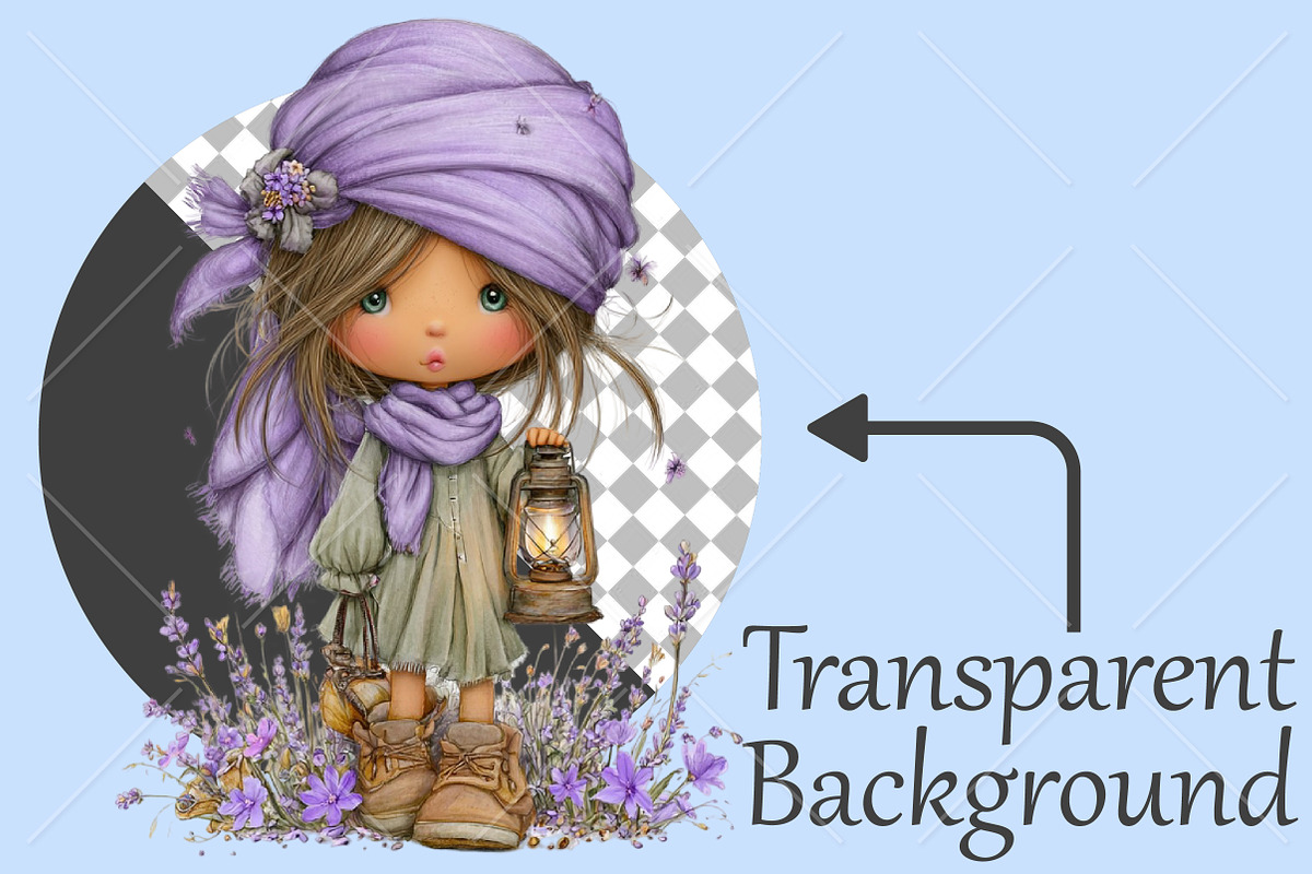 Whimsical Boho Quirky Girl Clipart, a Seasonal Illustration by Canvas Craft (Photo 2 of 10)