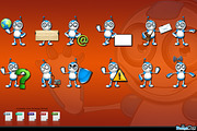 White & Blue Robot Character - Set 2, a Technology Illustration by DesignWolf (Thumbnail 2 of 2)