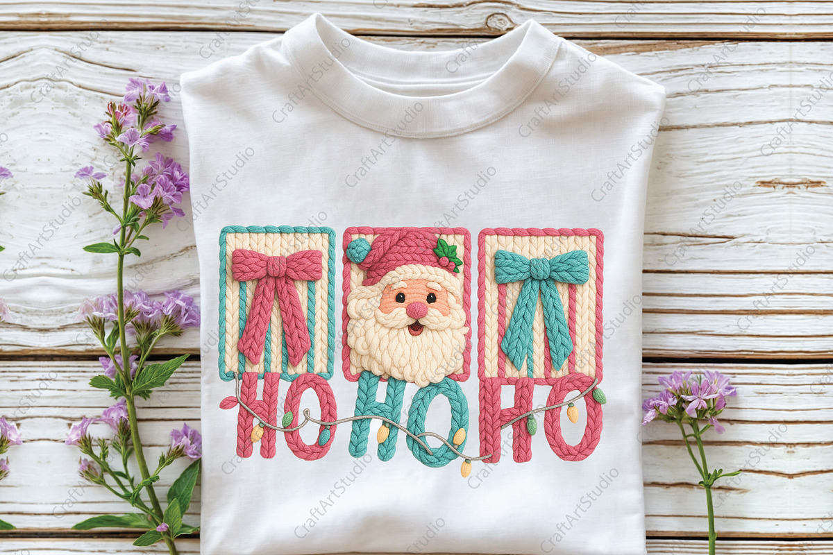 Crochet Pink Christmas Ho Ho Ho PNG, an Illustration by CraftArtStudio (Photo 3 of 4)