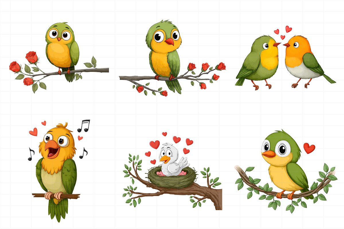 Whimsical Valentine Vogel Clipart, an Illustration by Daily.Designs (Photo 7 of 8)