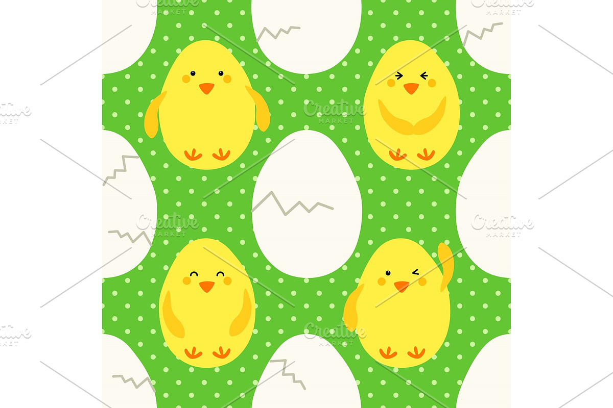 Cute childish hand drawn Easter seamless pattern with yellow little ...