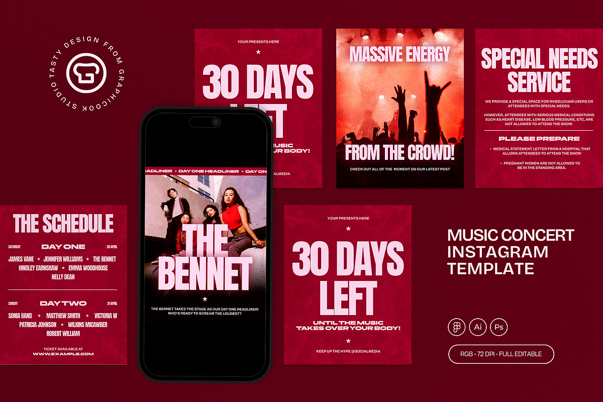 Music Concert Instagram Post - Figma, a Social Media Template by graphicook (Photo 1 of 3)