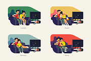 Couple watching TV, a Person Illustration by Masha Tace (Thumbnail 1 of 2)