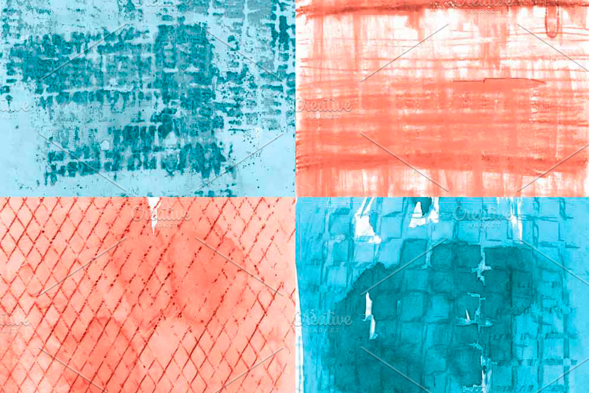 Coral and Blue Painted Papers, a Texture Graphic by Liz Plummer (Photo 2 of 5)
