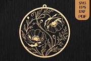 Floral Round Wall Art SVG, an Object Graphic by DreamCafeArt (Thumbnail 2 of 3)