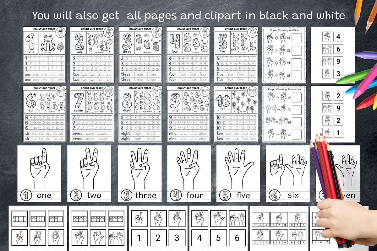 Number Worksheets + Hand Gestures