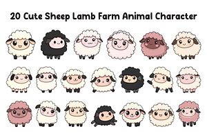 20 Cute Sheep Lamb Farm Character, an Animal Illustration by jongcreative
