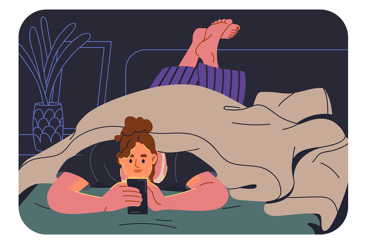 People use phone, devices at night, a Technology Illustration by Good Studio (Photo 9 of 9)