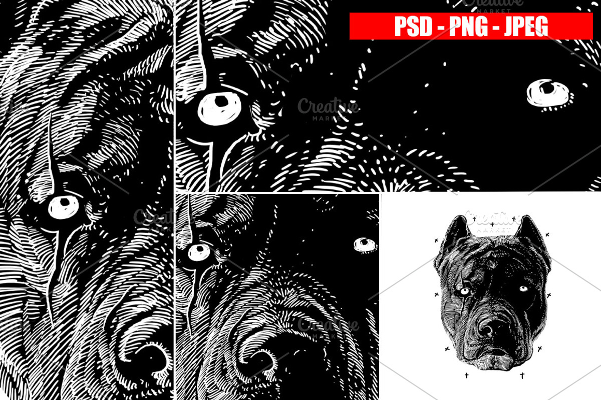Dogs Collection Black and White Art, an Animal Illustration by Design by sebrodbrick (Photo 18 of 22)