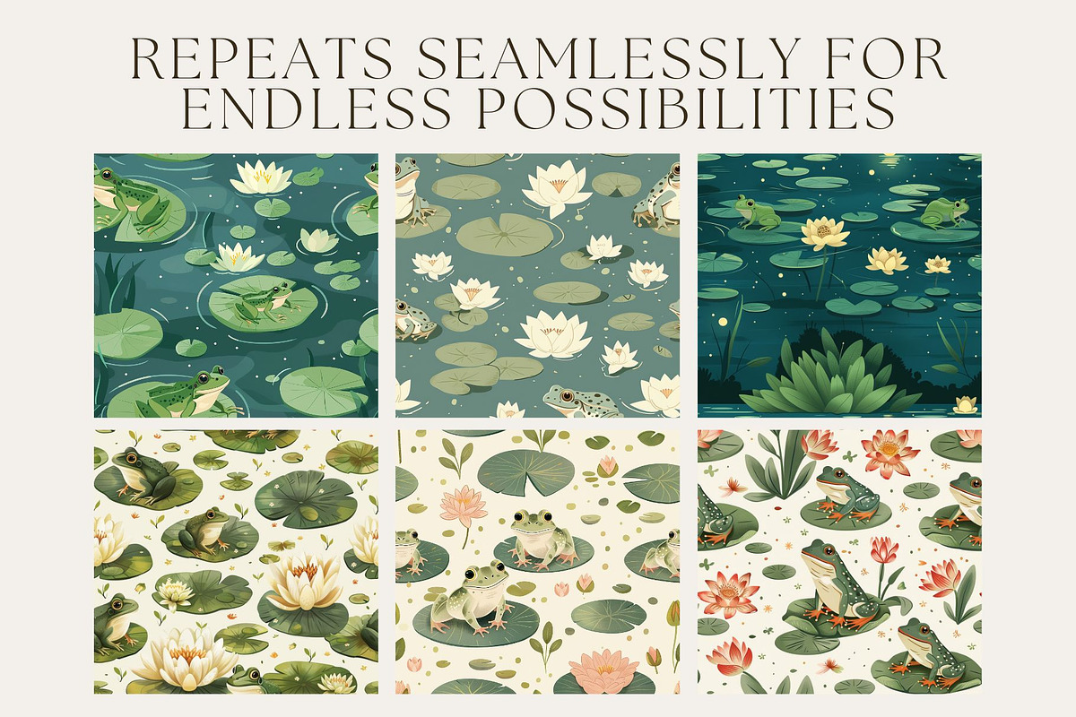 8 Frog Seamless Patterns, a Pattern Graphic by Inknfolly (Photo 2 of 6)