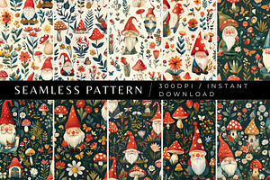 10 Gnome Retreat Seamless Patterns