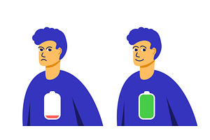 Two men stand side by side with low, an Object Illustration by Woters little shop