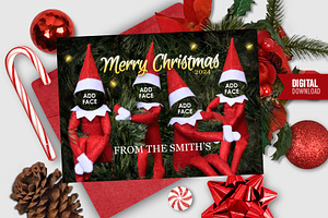 Funny Elf Family Christmas Card PSD, a Card Template by HaywireMedia & Mockups