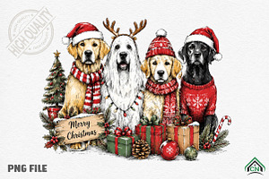 Christmas Dogs PNG – Holiday PNG, a Seasonal Illustration by Craft Nest