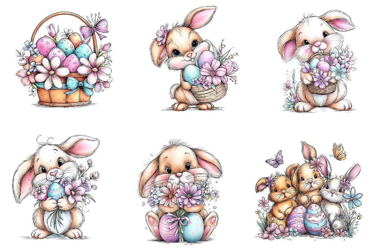 Whimsical Happy Easter Clipart, an Illustration by Dream Creation (Photo 4 of 7)
