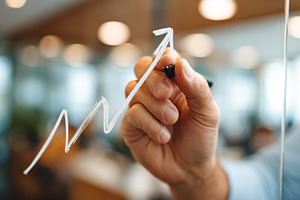 Hand drawing upward trend in business growth, a Business Photo by AlyaAnd