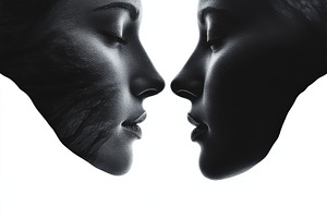 Two dark faces close together almost, a Background Photo by Pixeness Studio