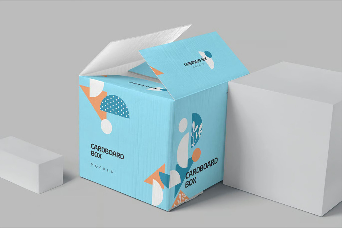4 Cardboard Box Mockups, a Packaging Mockup by megostudi0 (Photo 4 of 6)