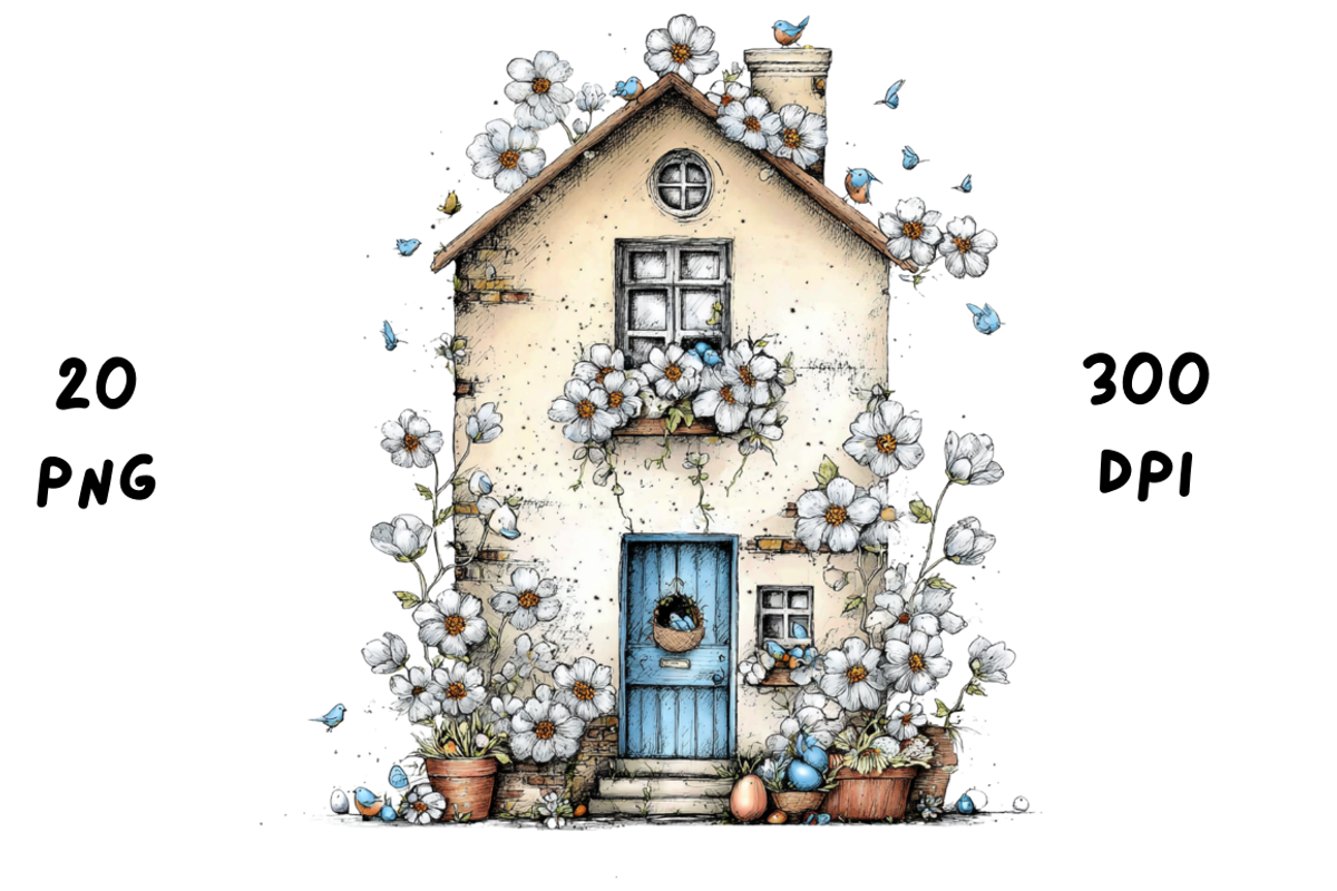 Whimsical Floral Spring House, a Seasonal Illustration by GiraffeCreative (Photo 14 of 20)