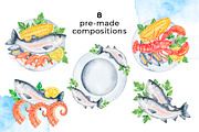 Seafood Watercolor Clipart, a Food Illustration by Eves_Aquadreams (Thumbnail 3 of 12)