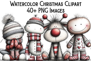Watercolor Christmas Clipart, an Illustration by Pixels.Craft