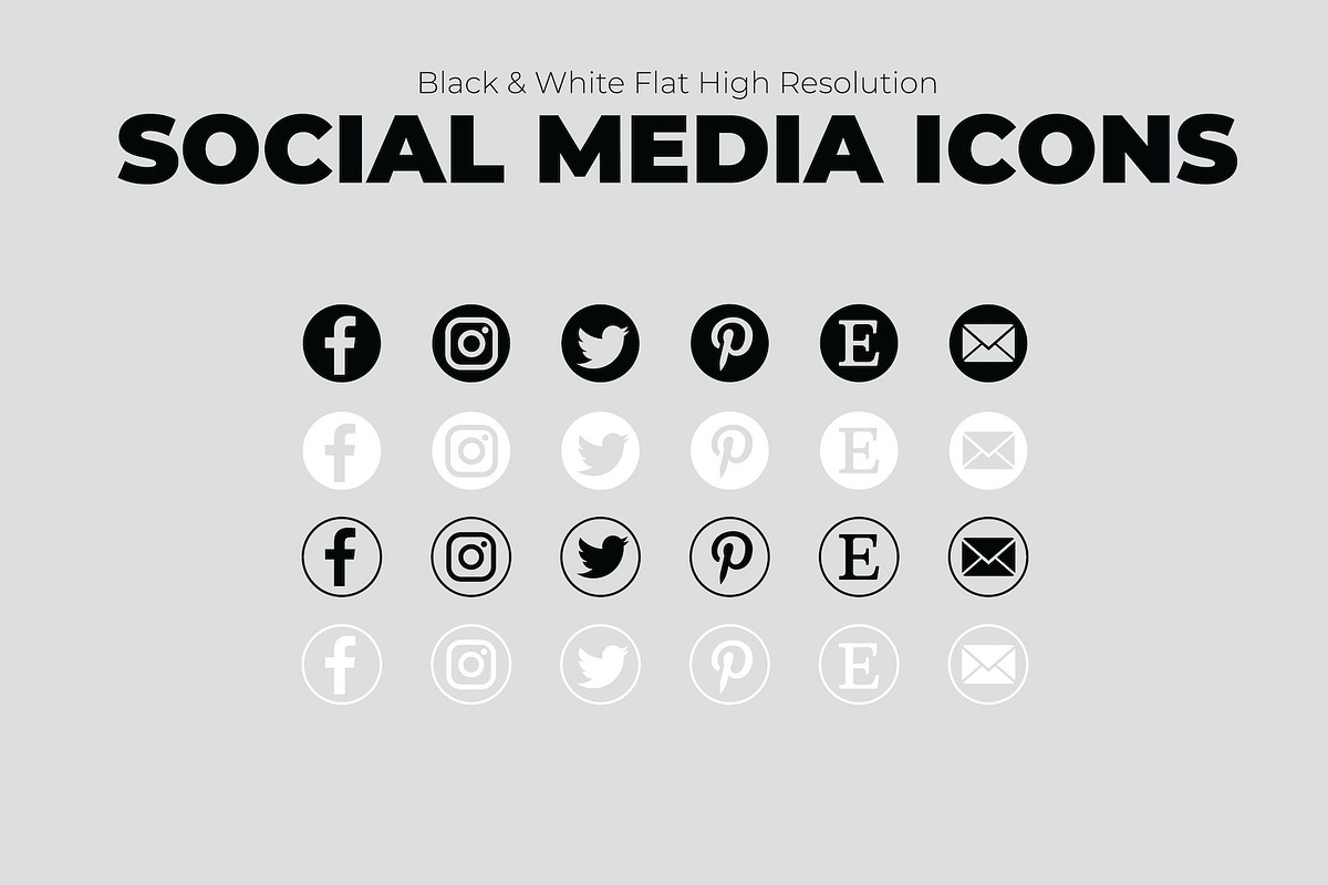 6 Creative Social Media Icons, an Outline Icon by Em & Dash