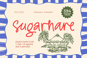 Sugarhare Playful Marker Script, a Script Font by stylishtype.co