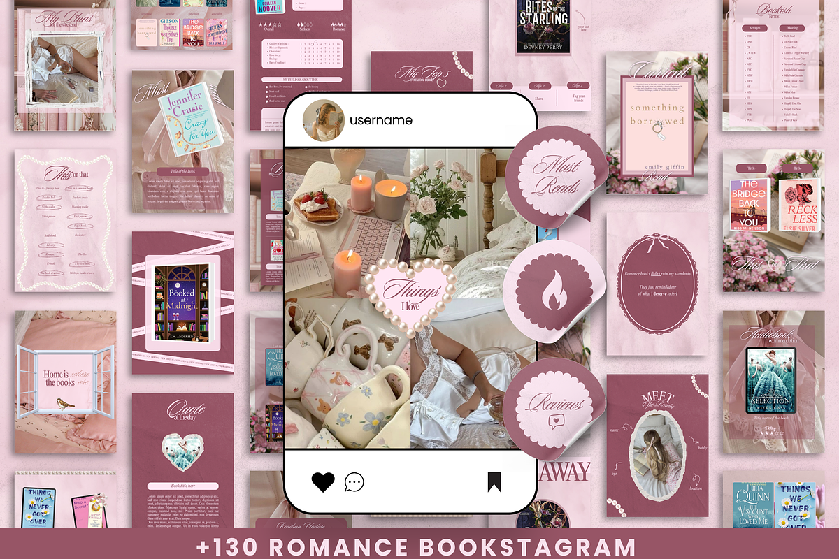 Bookstagram template Instagram Canva, a Social Media Template by PixelBloomClub (Photo 1 of 8)