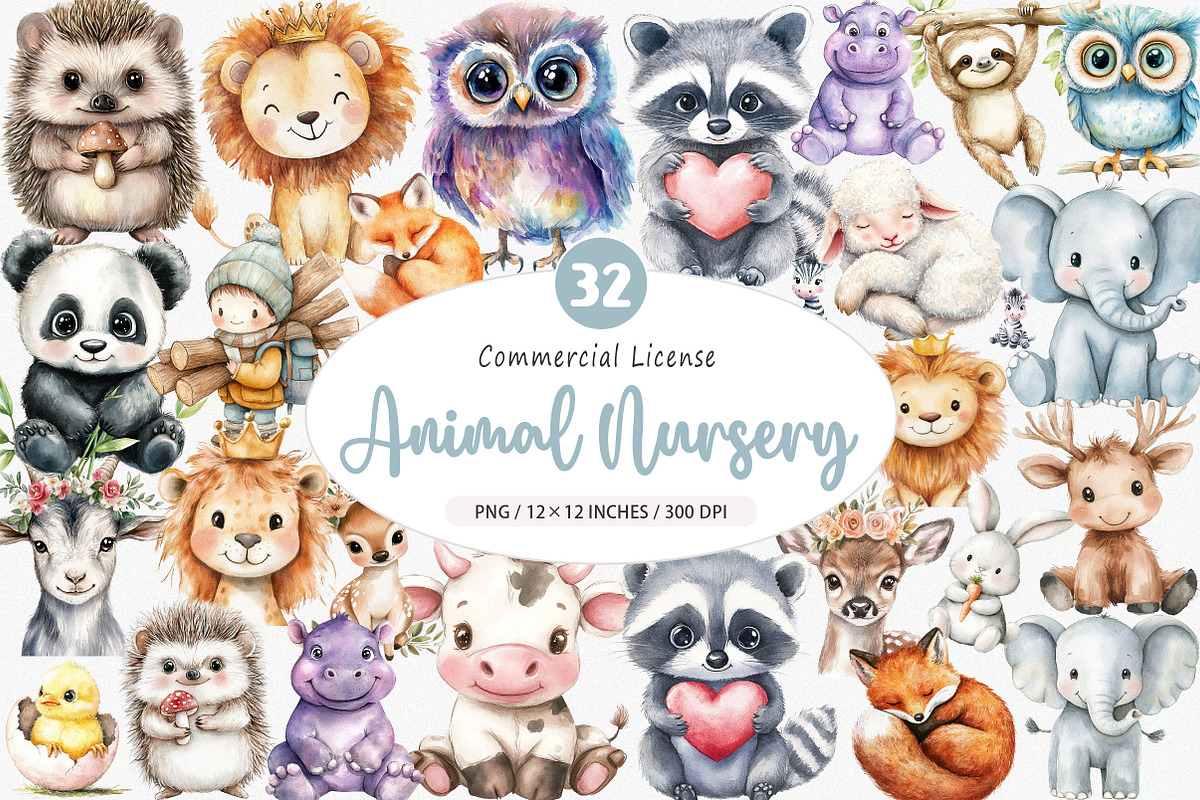 Baby Animal Nursery Sublimation PNG, an Illustration by SinaCreation (Photo 1 of 5)