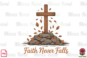 Faith Never Falls Cross Design, a Graphic by Moss Rose