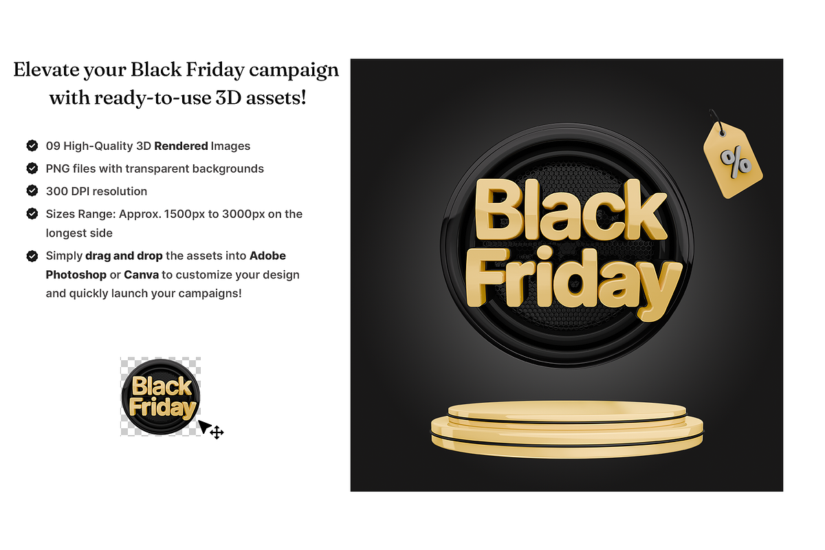 Black Friday Image Bundle 3D Render, a Business Photo by jessicamdesign (Photo 2 of 2)