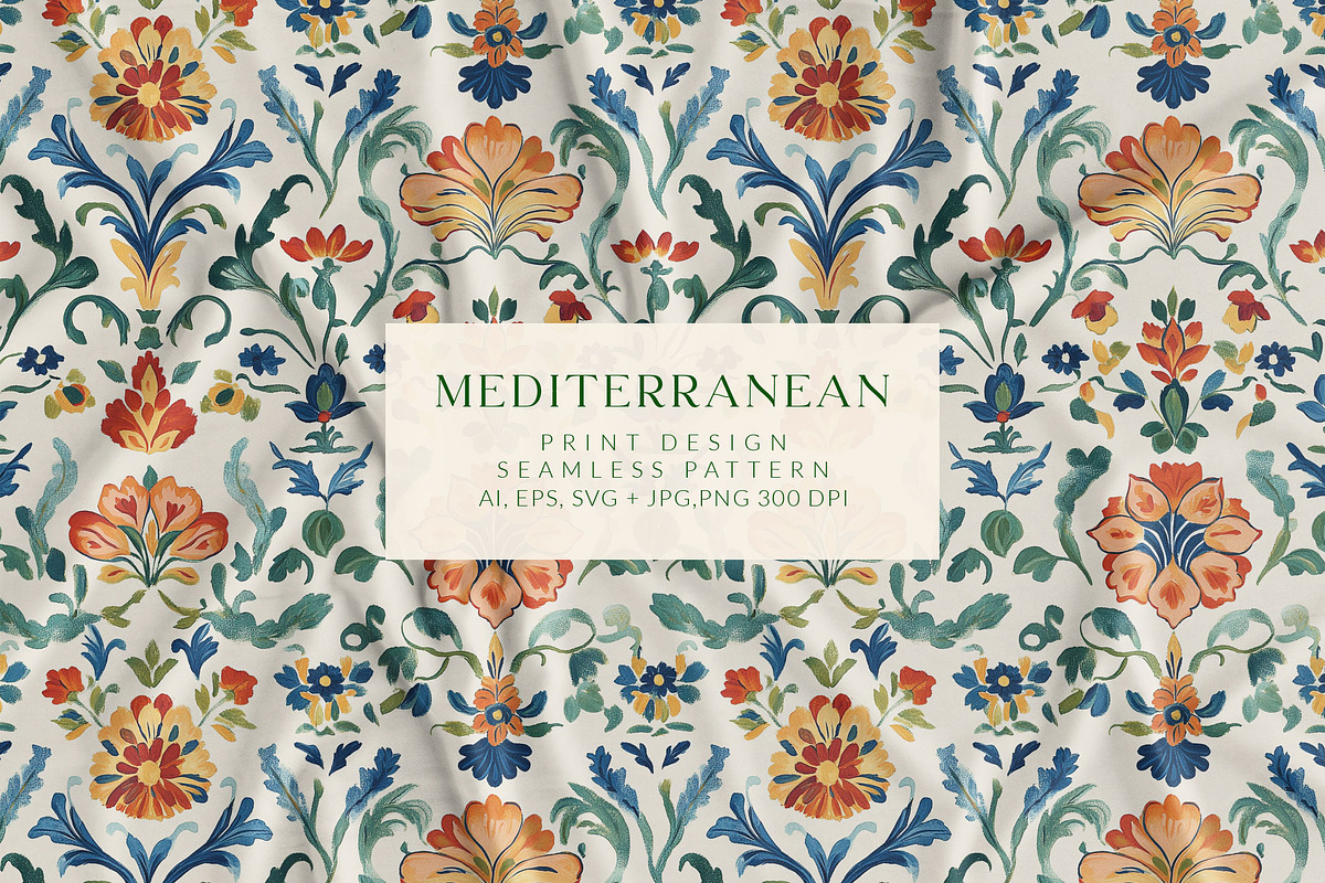 Mediterranean Seamless Pattern 12, a Pattern Graphic by Olya Creative