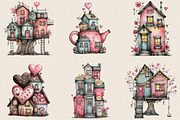Whimsical Valentine House Clipart, an Illustration by SVGArt (Thumbnail 3 of 8)