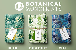 Botanical Monoprint Patterns, a Pattern Graphic by Ninterints