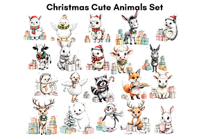 Christmas Cute Animals Clipart Se, an Animal Illustration by Anca Digital Vibe