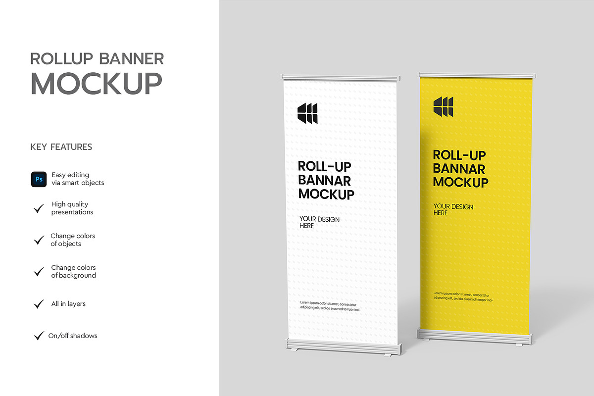 Standing Roll-Up Banner Mockup, a Product Mockup by graphypix (Photo 2 of 4)