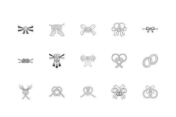 Wedding Knot & Ribbon Icon Set preview 2