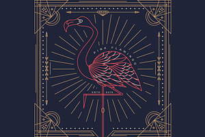 Thin line bird label