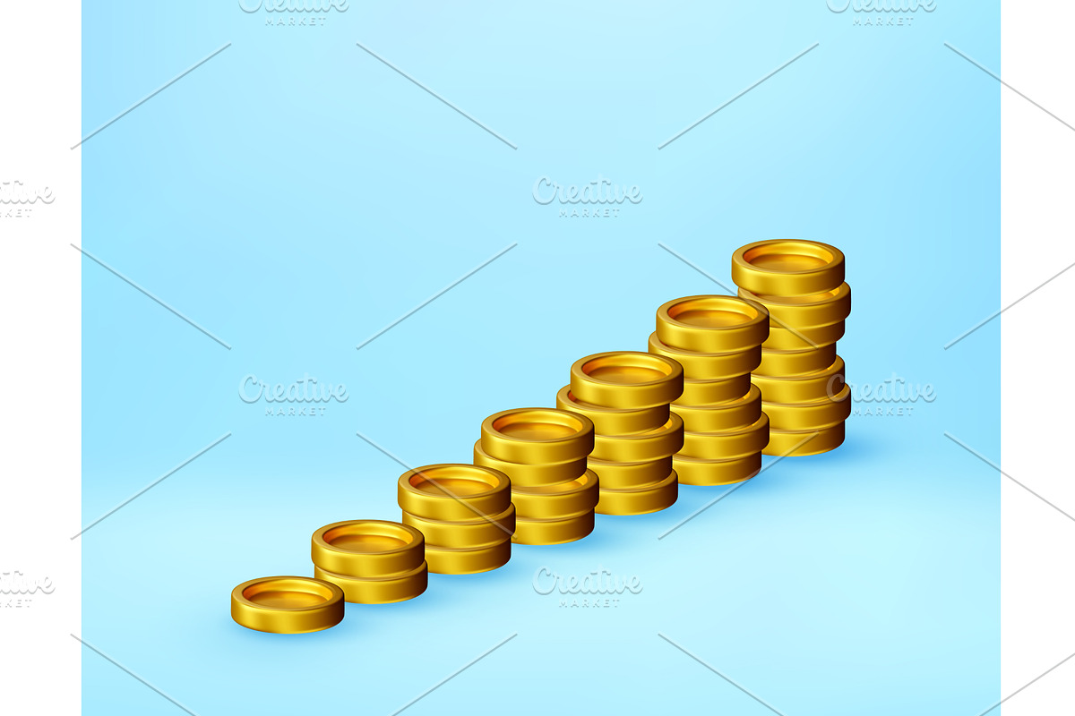 3d Golden coins revenue growth, a Finance Illustration by Abscent