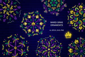 Mardi Gras Neon Ornaments