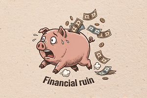 Financial ruin illustration, an Animal Illustration by Vectorlina