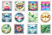 Dragonfly Postage Stamps Clipart, an Illustration by Dream Creation (Thumbnail 2 of 4)